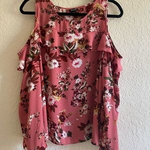 Floral print shoulder-less blouse